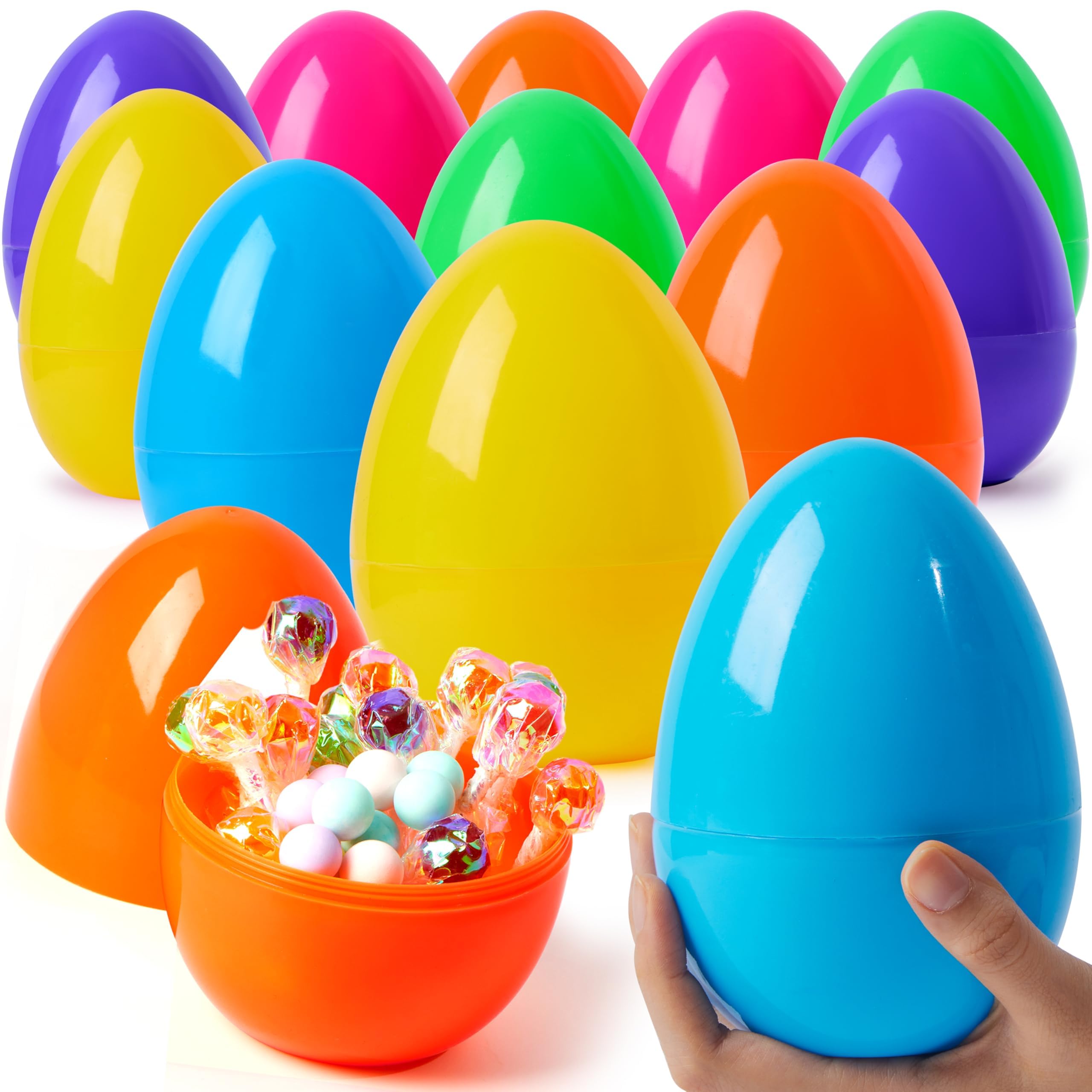 Ovos De Páscoa De Plástico Joyin, 24 Peças, Jumbo Colorido, 15 Cm, Preenchíveis