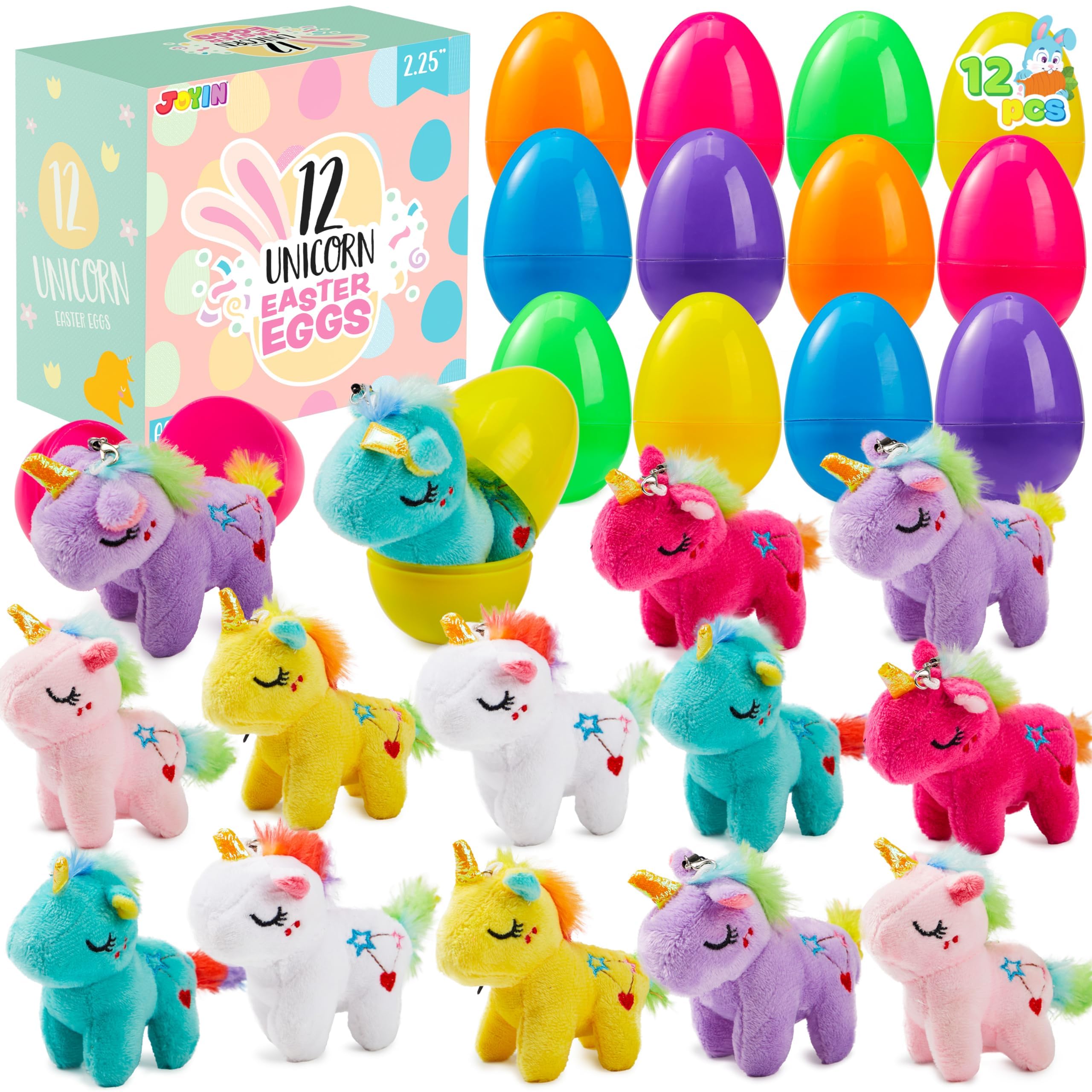 Ovos De Páscoa Cheios De Joyin Com Unicórnio De Pelúcia Para Crianças, 12 Unidades