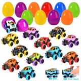 Ovo De Páscoa Recheado Com Pull Back Monster Car Trucks, Pacote Com 12