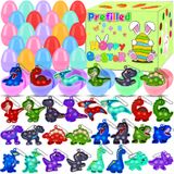 Pacote De 24 Ovos De Páscoa Pré-cheios Com Brinquedos Dinosaur Fidget