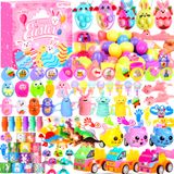 120 Unidades De Ovos De Páscoa De Plástico Pré-preenchidos Em Tons Pastel Com Brinquedos Variados