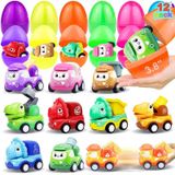 Ovos De Páscoa Jumbo Pré-preenchidos Com Carros Pull Back, Pacote Com 12