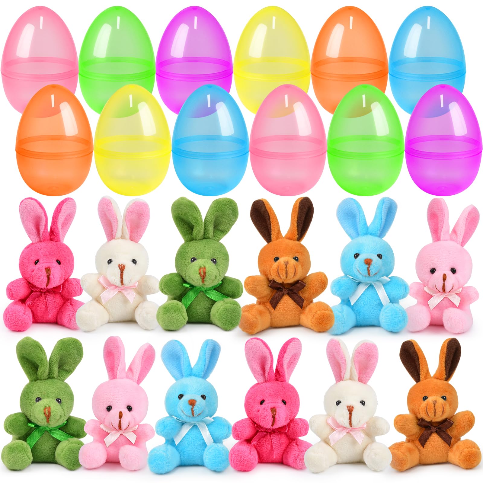 Recheios De Cesta De Ovos De Páscoa Fly2sky Plush Bunny &amp; Eggs X12