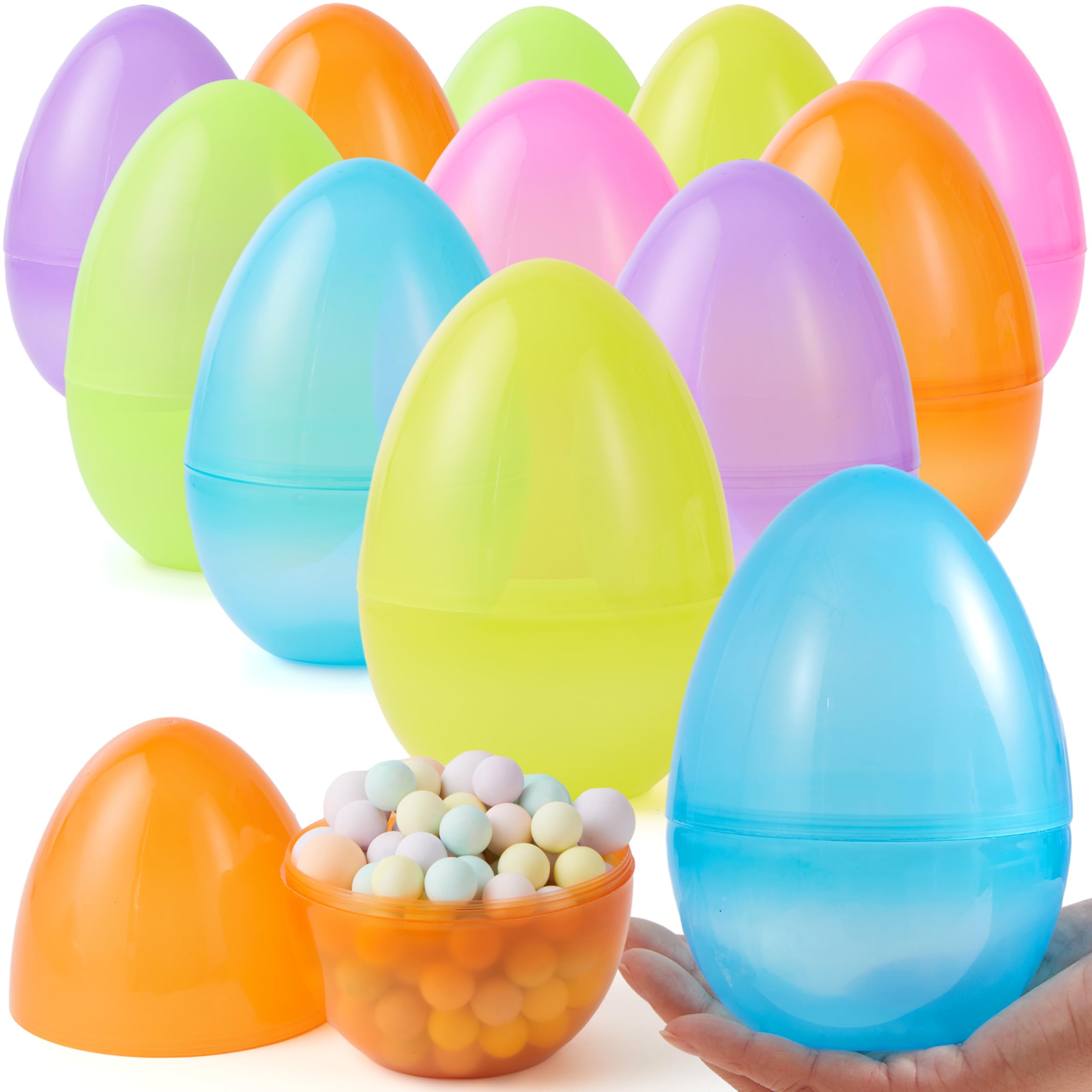Ovos De Páscoa Joyin, 12 Peças Grandes, Transparentes, 15 Cm, Preenchíveis Com Brinquedos