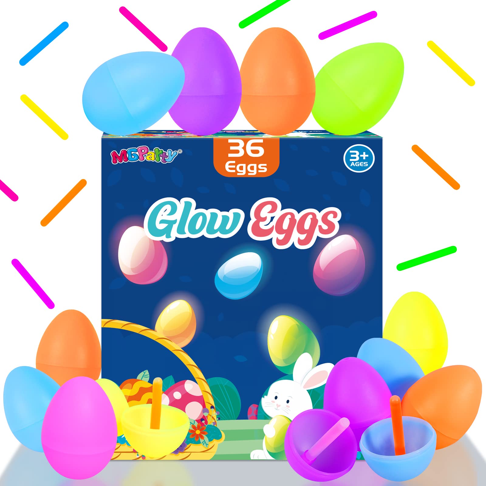 Conjunto De Caça Aos Ovos De Páscoa Mgparty Glow In The Dark Com 36 Ovos