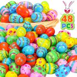 Ovos De Páscoa De Plástico Newbea, Estampas E Cores Variadas, 6 Cm, 48 Unidades
