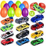 Ovos De Páscoa Shemira Pré-preenchidos Com Carros De Corrida Fundidos X12