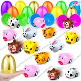 Pacote De 24 Ovos De Páscoa Pré-preenchidos Com Animais Pull Back Cars