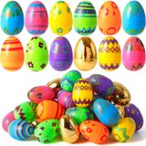 Ovos De Páscoa Joyin, 24 Unidades, 8 Peças, Plástico Dourado, Preenchíveis, 3,15 Polegadas