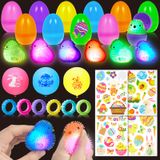Conjunto De Ovos De Páscoa Gleamkid 40pcs Filled Chick Led Puffer Balls