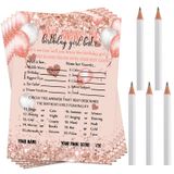 Conjunto De Jogos De Festa De Aniversário Leinuosen Who Knows The Birthday Girl Best Card, 50 Unidades Com 10 Lápis Pré-pontiagudos