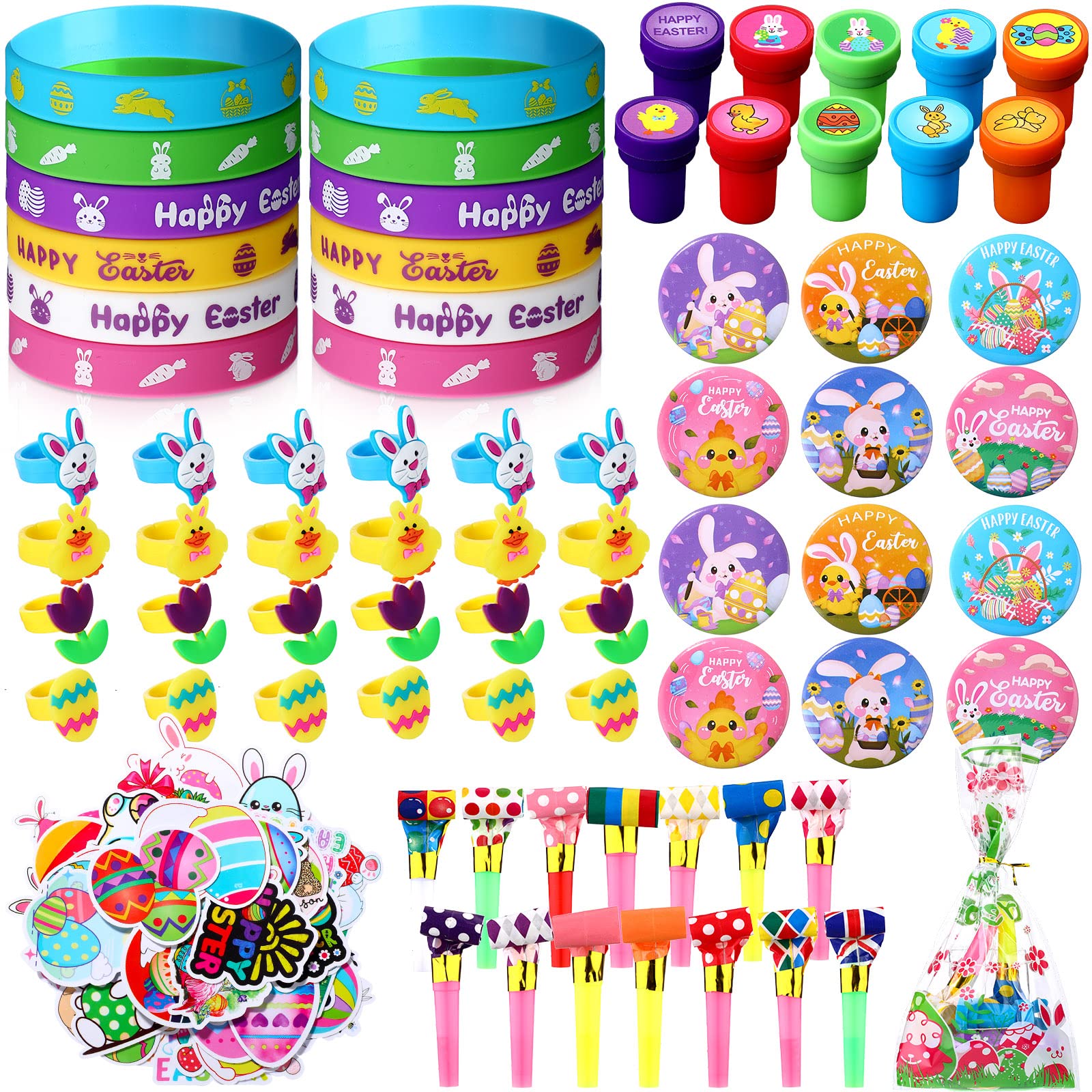 Conjunto De Lembrancinhas De Festa De Páscoa Honoson 194 Unidades Para Crianças Com Sacolas De Guloseimas