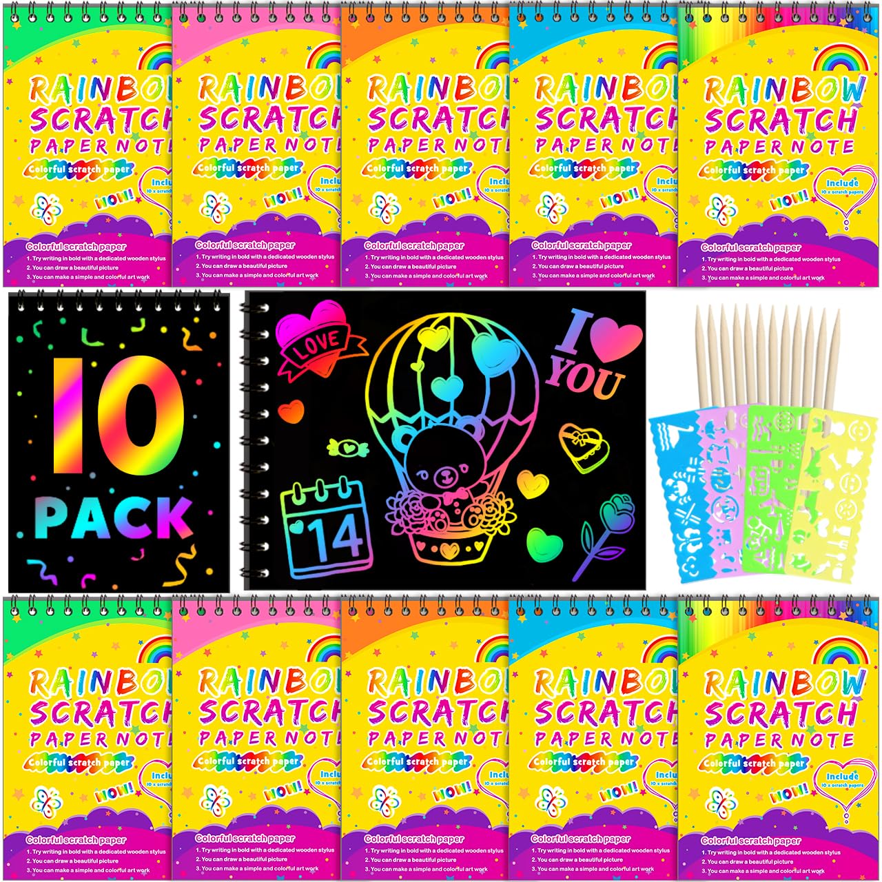 Caderno Party Favors Scratch Rainbow Art Crafts Para Crianças De 4 A 12 Anos