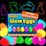 Conjunto De Ovos E Mini Bastões Luminosos De Páscoa Que Brilham No Escuro
