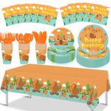 Conjunto De Decorações De Festa: Capybara Birthday Serve 24 Convidados