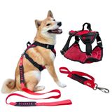 Peitoral Safari Com Guia Para Cachorro - M - Vermelho