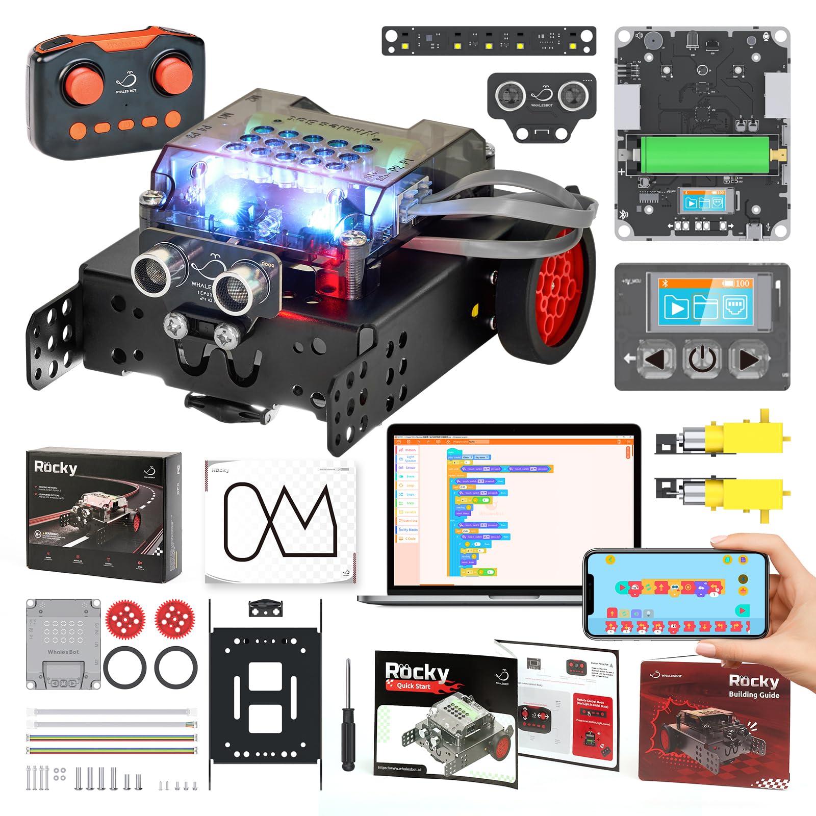 Kit De Robôs Whalesbot Rocky Coding &amp; Remote Control Kids 8-16