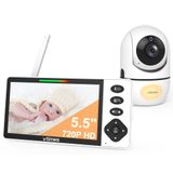 Monitor De Bebê Vtimes Com Câmera E Áudio 720p Hd De 5,5 Polegadas