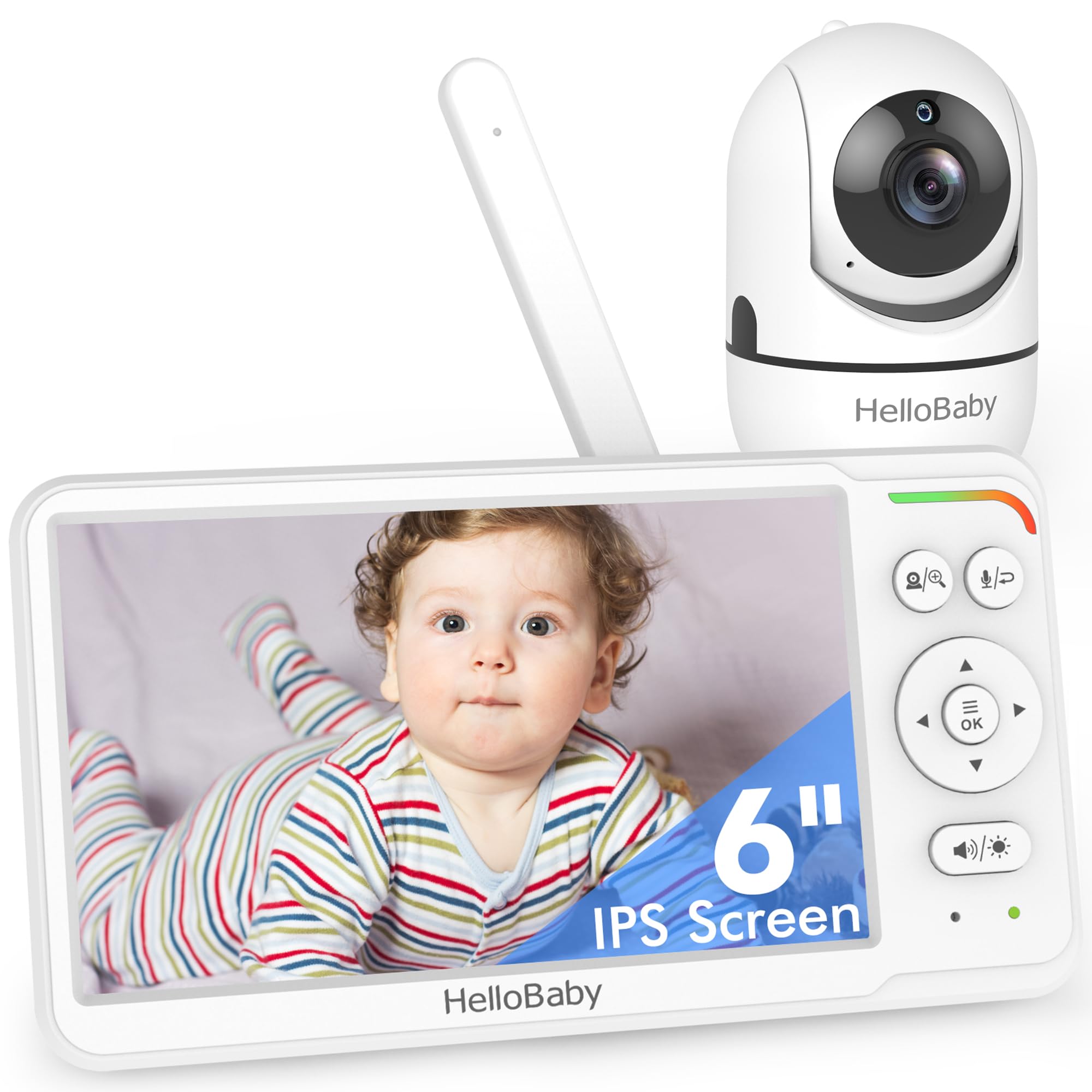 Monitor De Vídeo Para Bebês Hellobaby Hb6560 Com Tela Ips De 6"