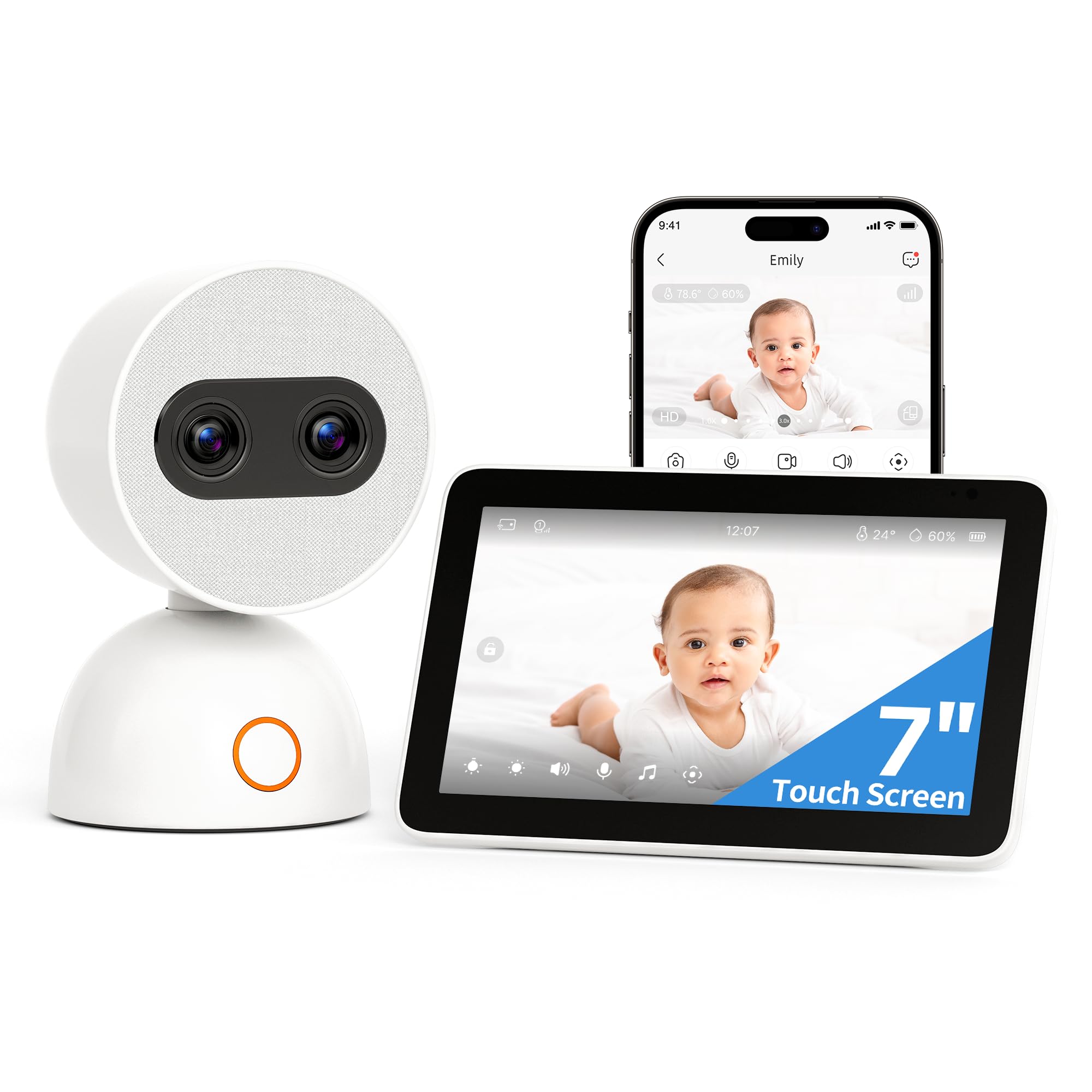 Monitor De Vídeo Para Bebês, Câmera Simsky De 4 Mp, Tela De Toque Hd De 7 Polegadas