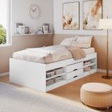 Cama Solteiro Multifuncional 2 Gavetas - Helen Branco