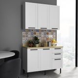 Cozinha Americana 120cm 3 Peças, 5 Portas E 3 Gavetas Branca