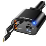 Carregador De Carro Superone Retrátil 4 Em 1 Fast Charge 60w