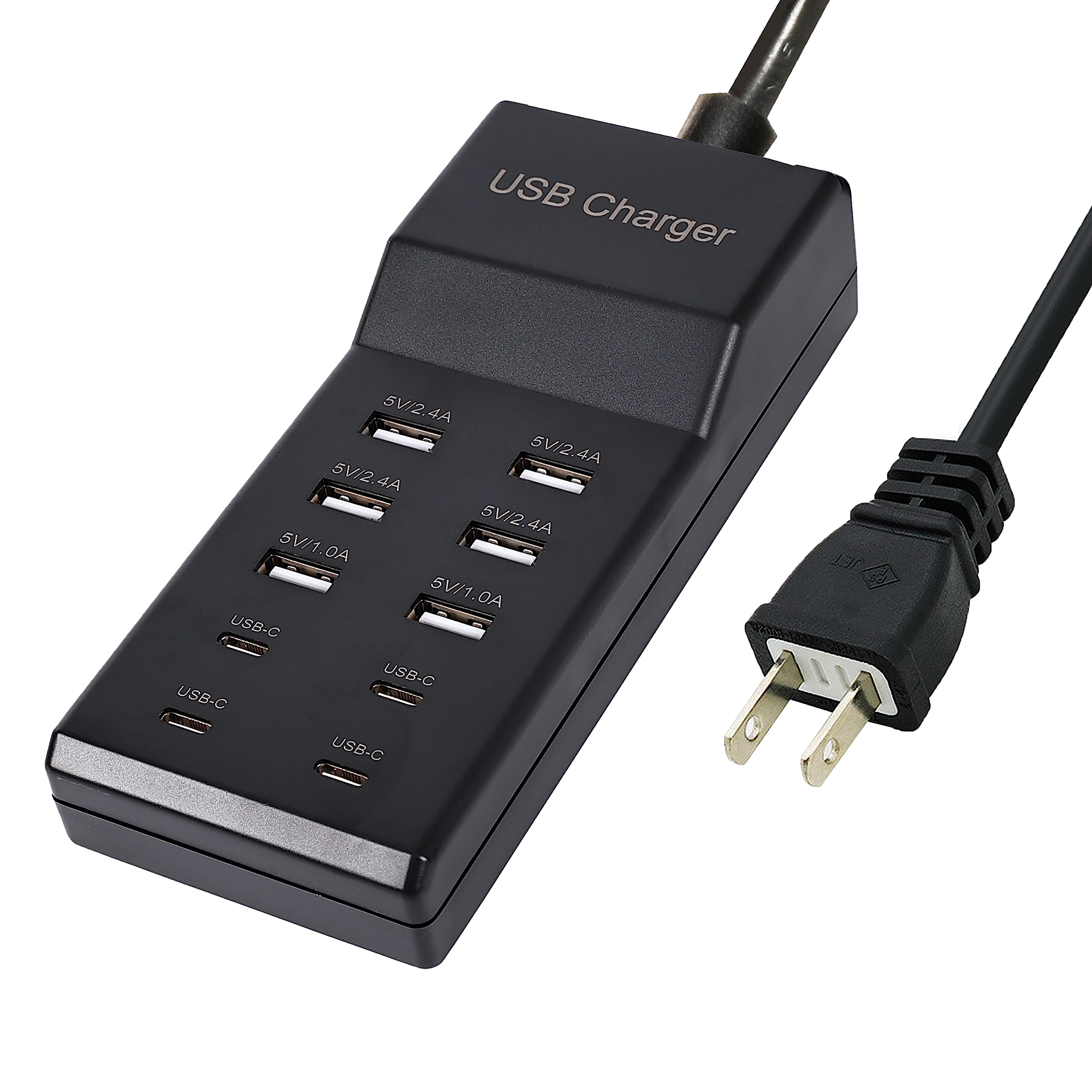 Carregador Usb Wyssay 50w De 10 Portas (6 Usb-a E 4 Usb-c) Preto