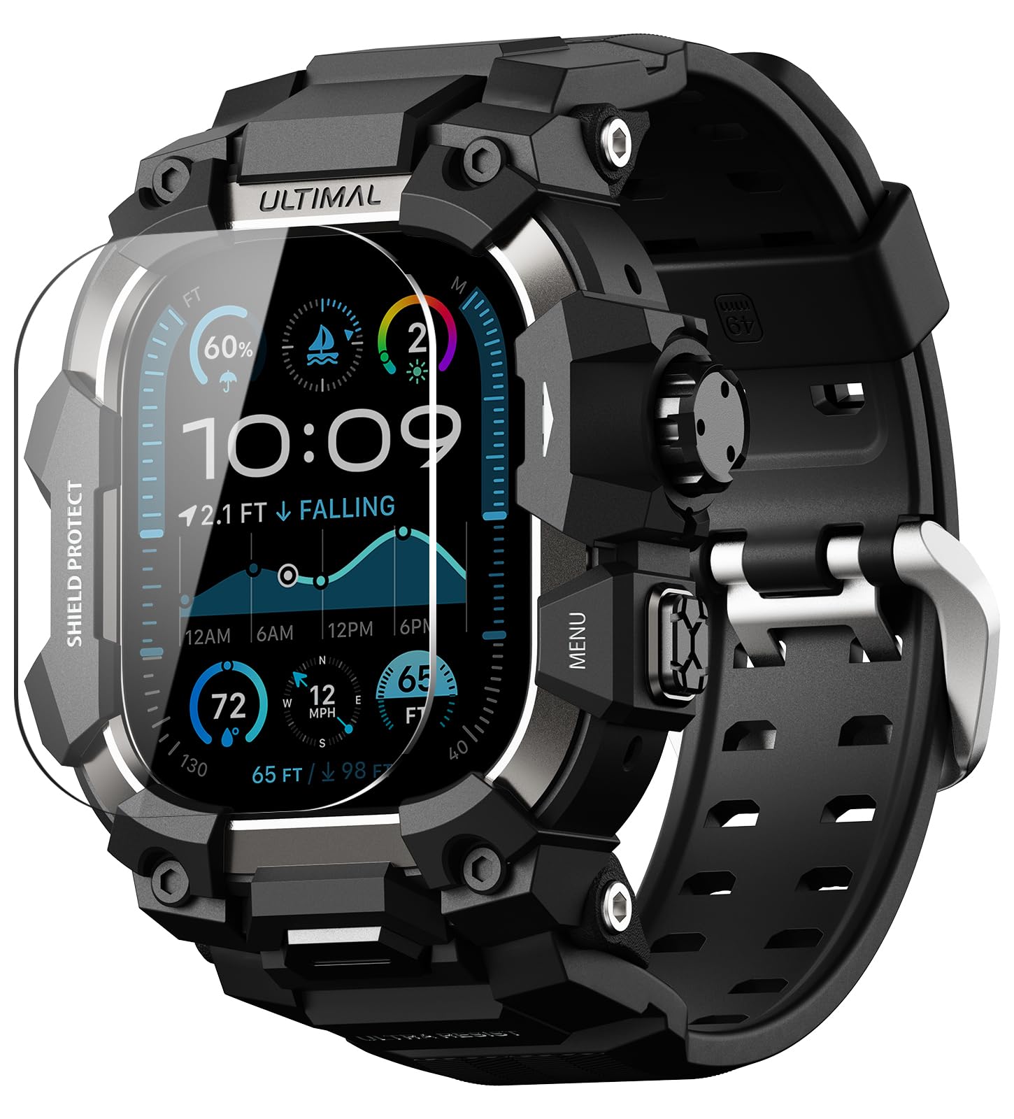 Capa Robusta Apple Watch Band Ultimal De 49 Mm Com Pulseira Tática