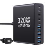 Estação De Carregamento Mgrnpony 320w Usb C 10 Portas Para Macbook Black