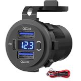 Soquete De Carregador De Carro Sutnscw Dual Usb Quick Charge 3.0 E Pd