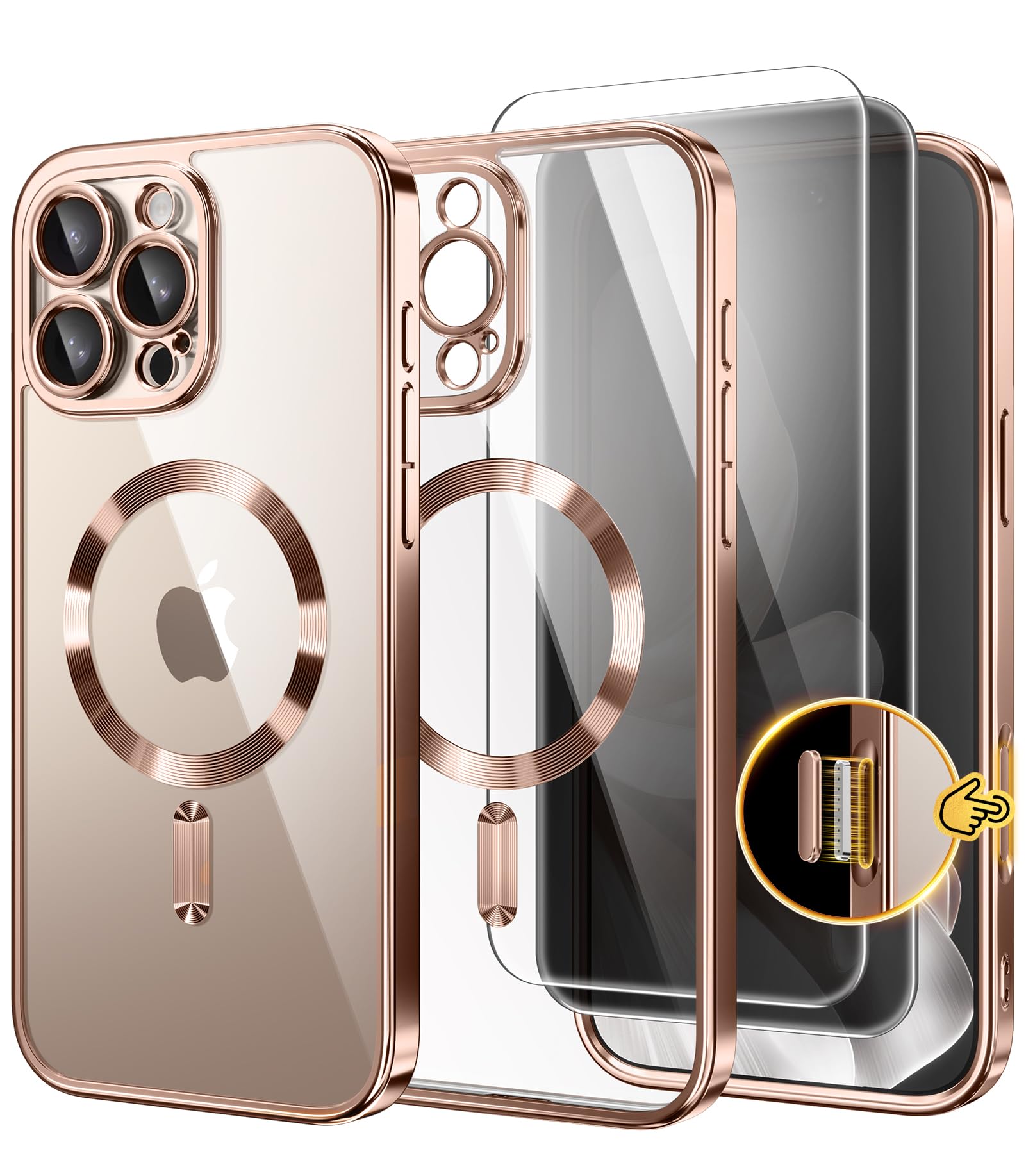 Capa De Telefone Golbinbox Magnetic Para Iphone 16 Pro 6,3" Em Ouro Rosa