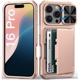 Capa De Telefone Bxyjy Para Iphone 16 Pro, Carteira Com Porta-cartões Rosa