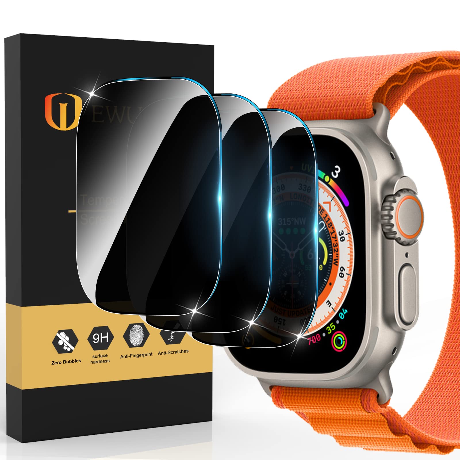 Pacote De 3 Protetores De Tela De Privacidade Para Apple Watch Ultra 49 Mm