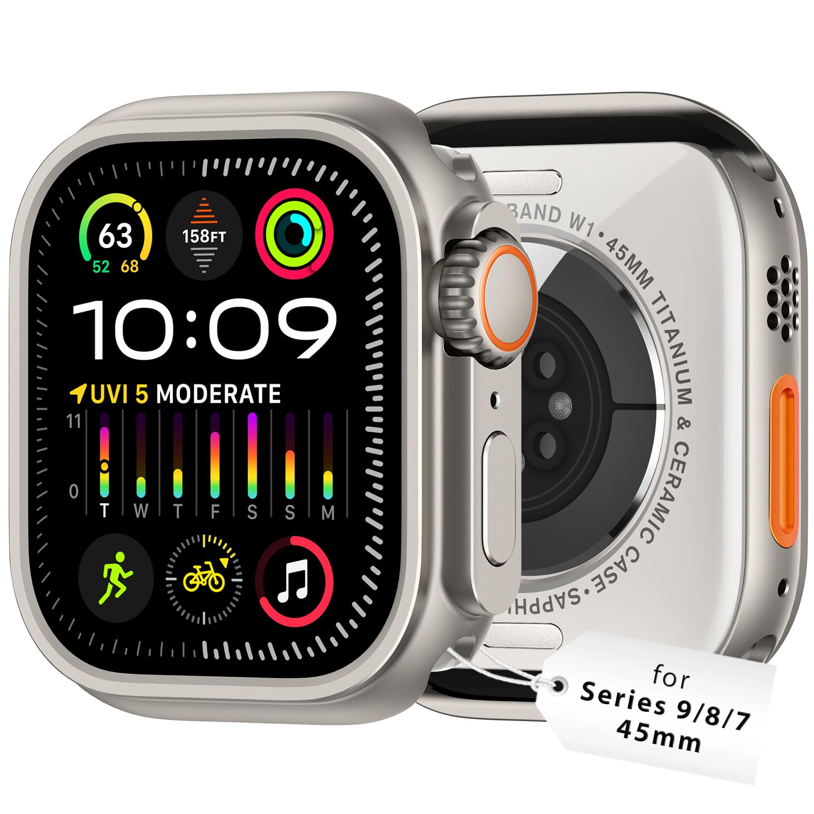 Capa + Watch Crown + Capa Traseira Amband Para Apple Watch 45 Mm