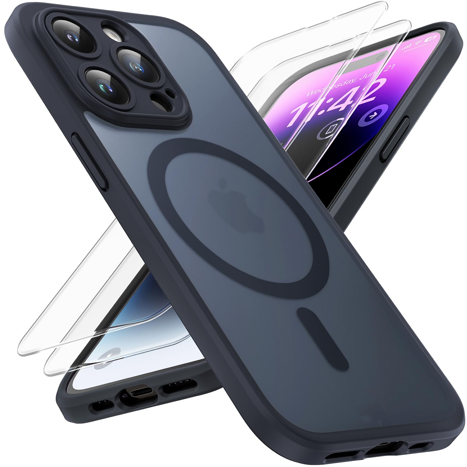 Capa Magnética Tocol 3 Em 1 Para Iphone 14 Pro Max 6,7" Preta