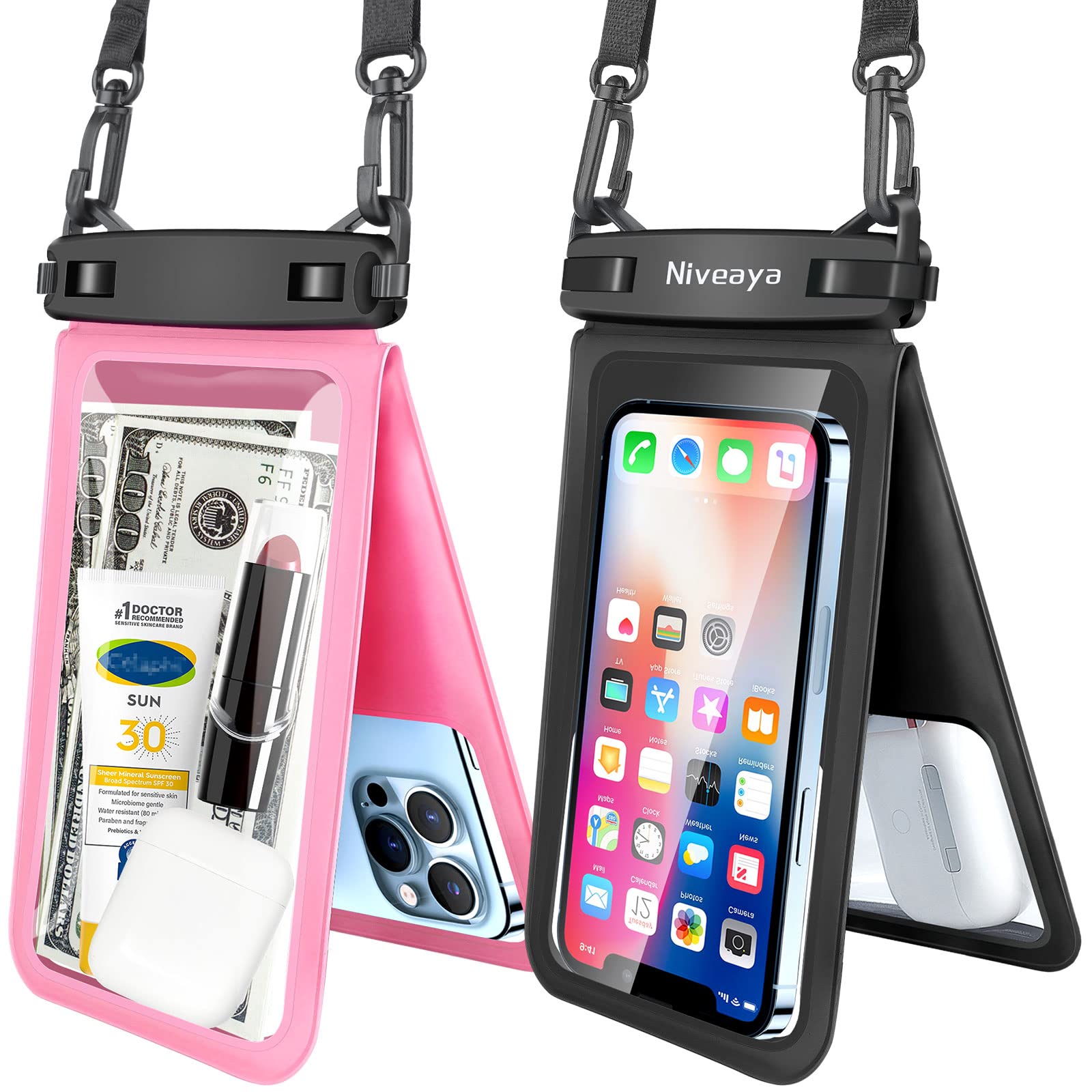 Bolsa Impermeável Para Telefone Niveaya Double Space, Pacote Com 2 Ipx8