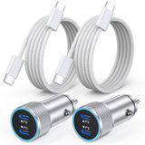Equipamento De Carregador De Carro Para Apple Iphone 16 Com 2 Cabos Usb C