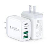 [carregador] Plugue De Parede Usb C Lcgens 40w Bloco De Carregamento Rápido De 4 Portas
