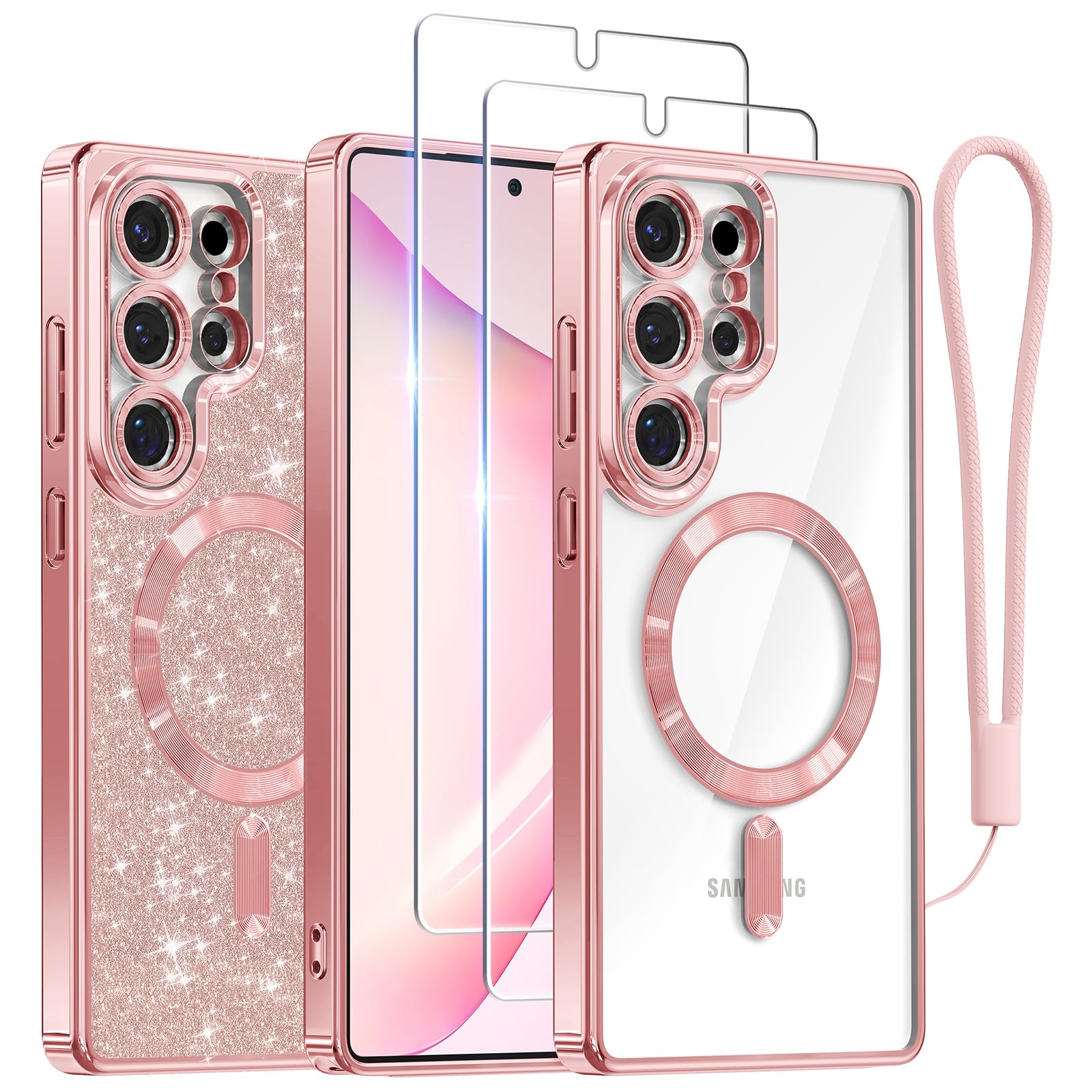 Capa De Telefone Meifigno Para Samsung Galaxy S25 Ultra 6.9" Rosa Dourada