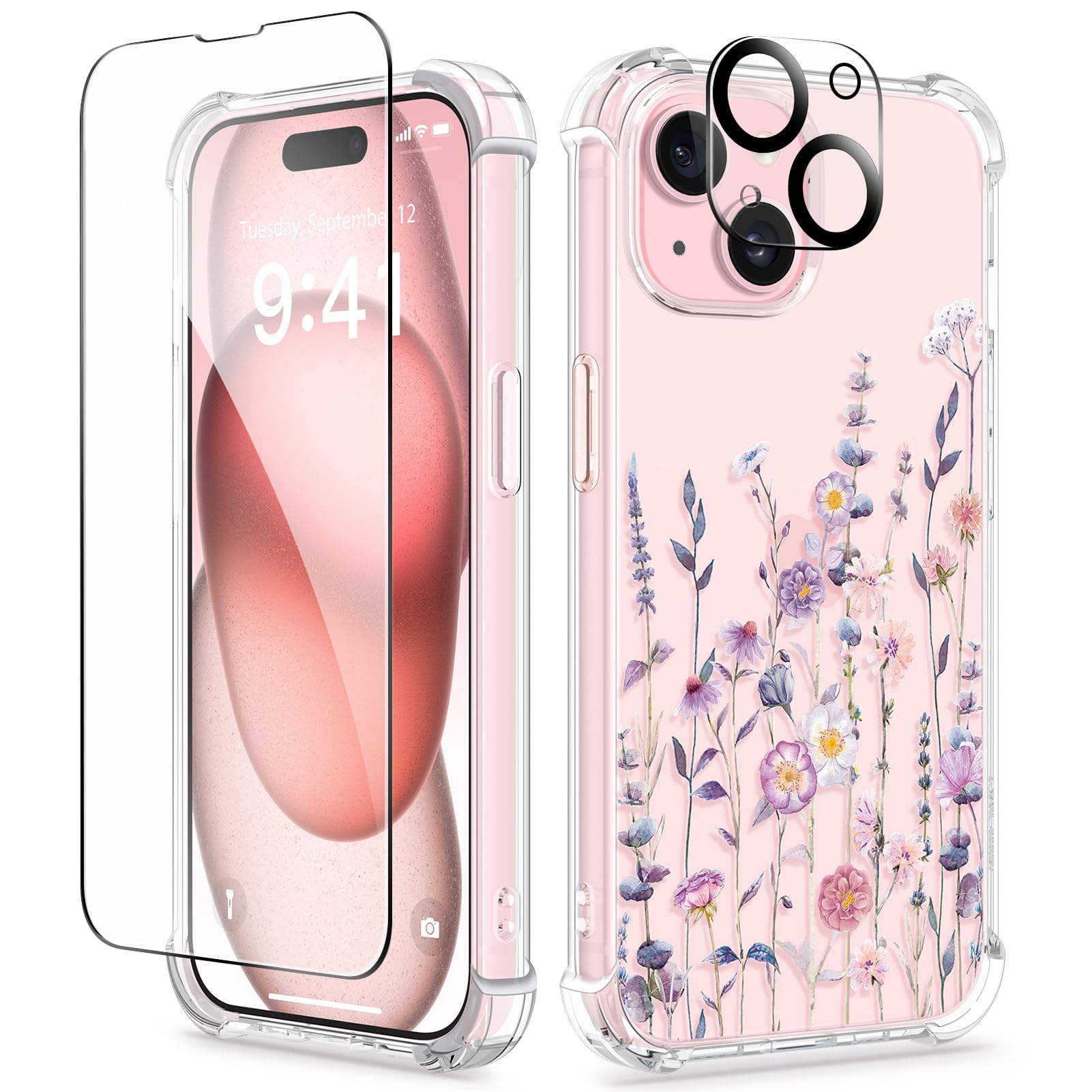 Capa De Telefone Gviewin Para Iphone 15 6.1 Com Protetor De Tela