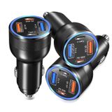 Carregador De Carro Bangfun 65w 4 Portas Usb-c E Usb-a Qc+pd 3.0 Preto