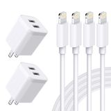 Carregador De Parede Usb Com Certificação Qntry Mfi Para Iphone 4pack, Cabo De 6 Pés