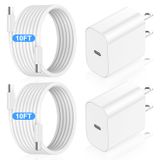 Carregador E Conjunto De Cabos Yievis 20w Usb C Para Iphone 16 Pro Max