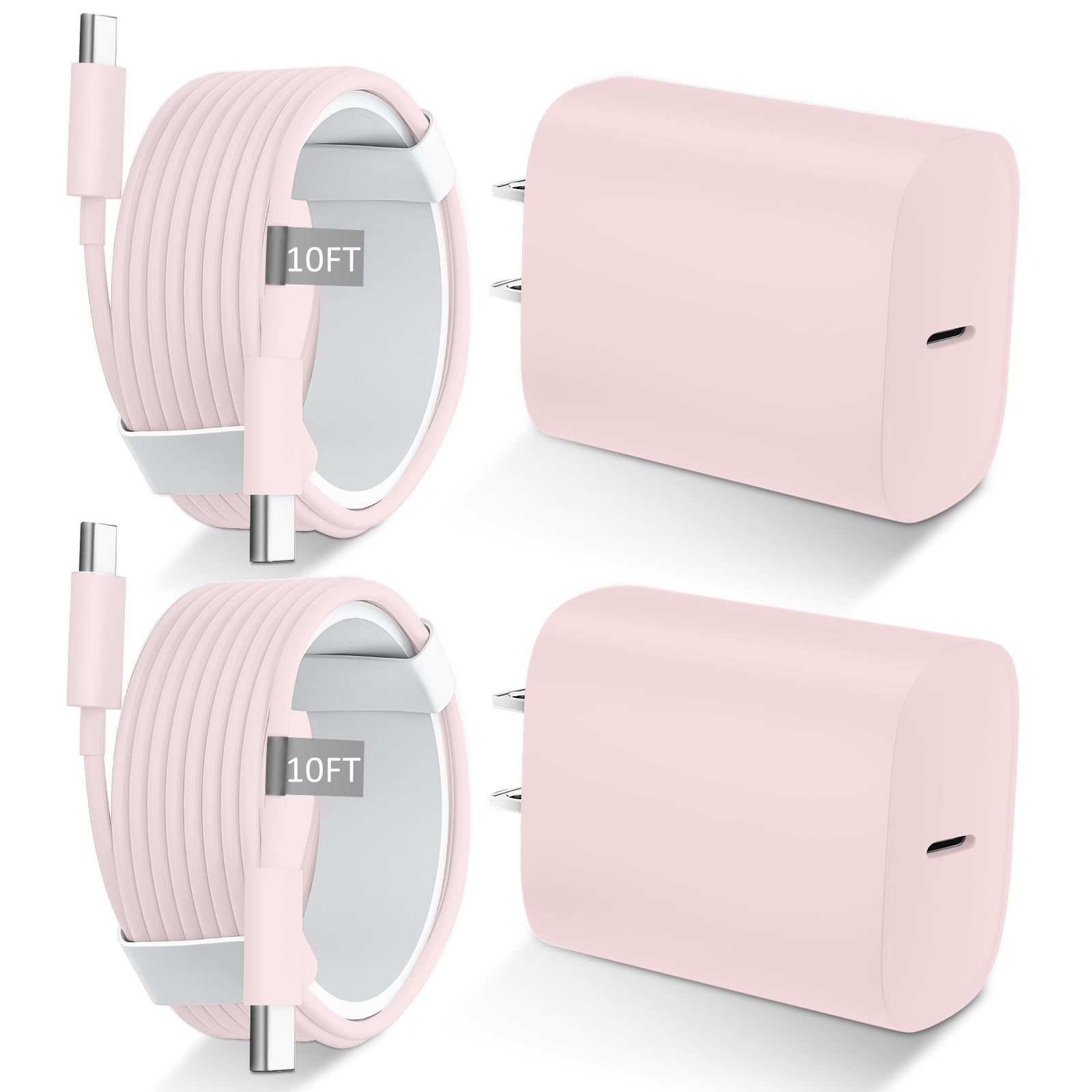Carregador Dihines 20w Usb C, Cabo Longo De 10 Pés Para Telefone 14, Rosa
