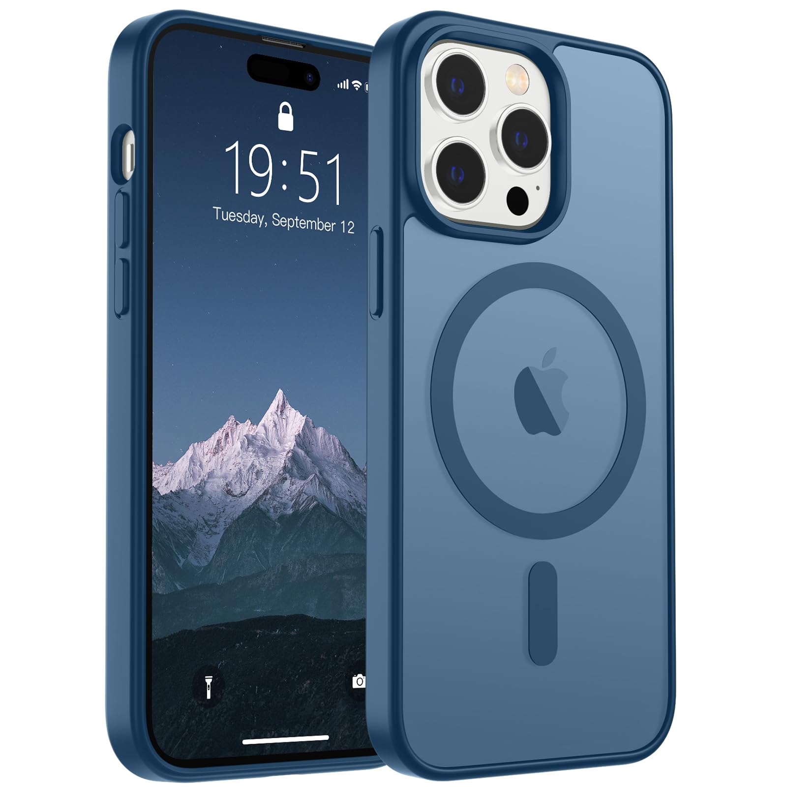 Capa De Telefone Supfine Magnetic Para Iphone 14 Pro Max Deep Blue