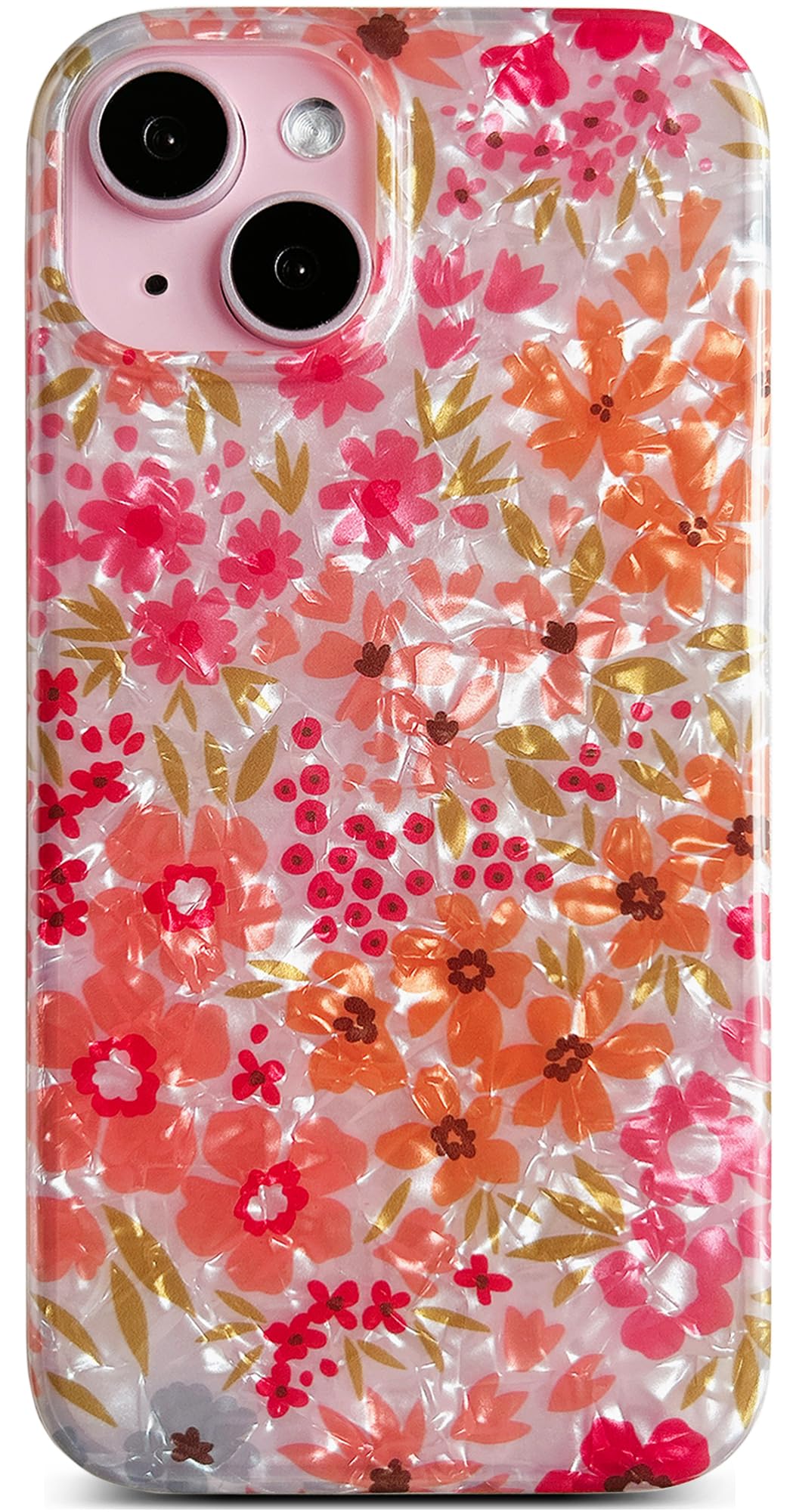 Capa De Telefone Qokey Para Iphone 14/13 Com Design Floral Rosa De 6,1 Polegadas
