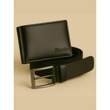 Kit Masculino Fasolo Carteira Fina E Cinto Couro Preto 115