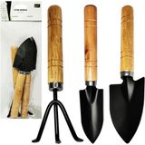 Kit Jardim 2 Pas + Ancinho / Rastelo Cabo Madeira Com 3 Peca