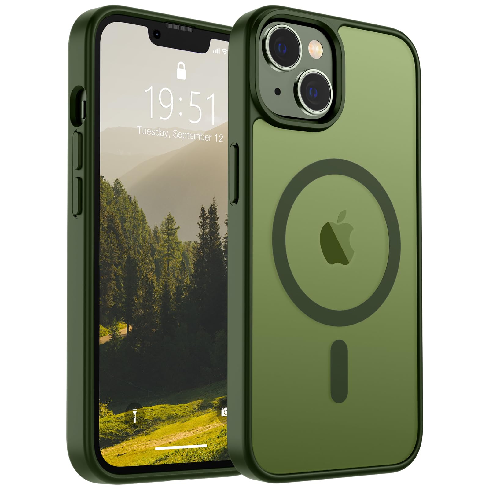 Capa De Telefone Supfine Magnética Para Iphone 15/14 Plus Verde